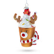 Festive Reindeer Milkshake Blown Glass Christmas Ornament in Multi color