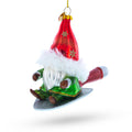 Scandinavian Gnome Riding a Shield Glass Christmas Ornament in Multi color Figurine
