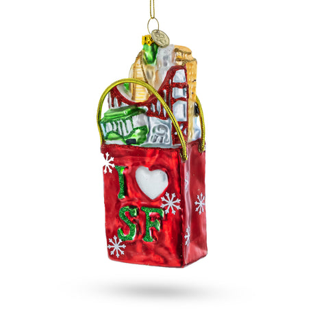 I Love San Francisco Blown Glass Christmas Ornament in  color