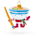 Ramen Bowl with Chopsticks Glass Christmas Ornament in White color Figurine