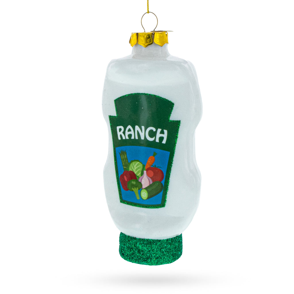 Ranch Dressing Glass Christmas Ornament in Green color Figurine