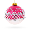 Elegant Laced Pink Glass Christmas Ornament in Pink color Round