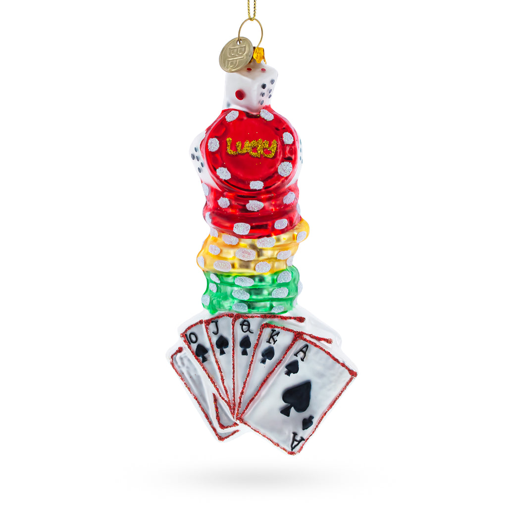Lucky Casino Glass Christmas Ornament in Multi color Figurine