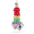 Casino Poker Chips and Cards Glass Christmas Ornament in Multi color Figurine