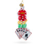 Casino Poker Chips and Cards Blown Glass Christmas Ornament in Multi color