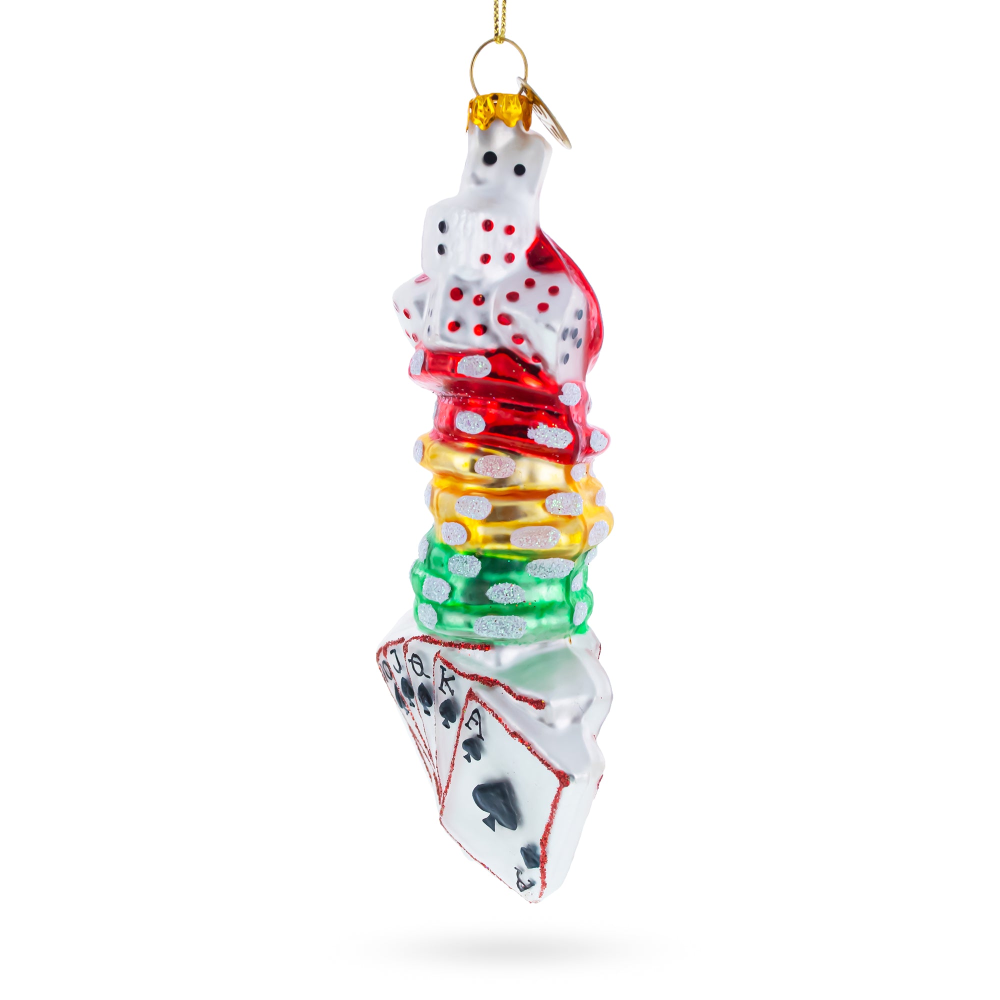BestPysanky online gift shop sells casino poker chips cards glass christmas ornament ornaments hobby gambling multi made high-quality ensures stunning shine lasting durability exquisitely hand-painted highlights vibrant colors intricate details unique appeal includes hanging cord