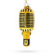Shiny Golden Microphone - Blown Glass Christmas Ornament in Gold color,  shape