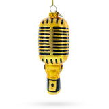 Shiny Golden Microphone - Blown Glass Christmas Ornament in Gold color,  shape