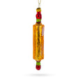 Kitchen-themed Rolling Pin - Blown Glass Christmas Ornament in Gold color,  shape