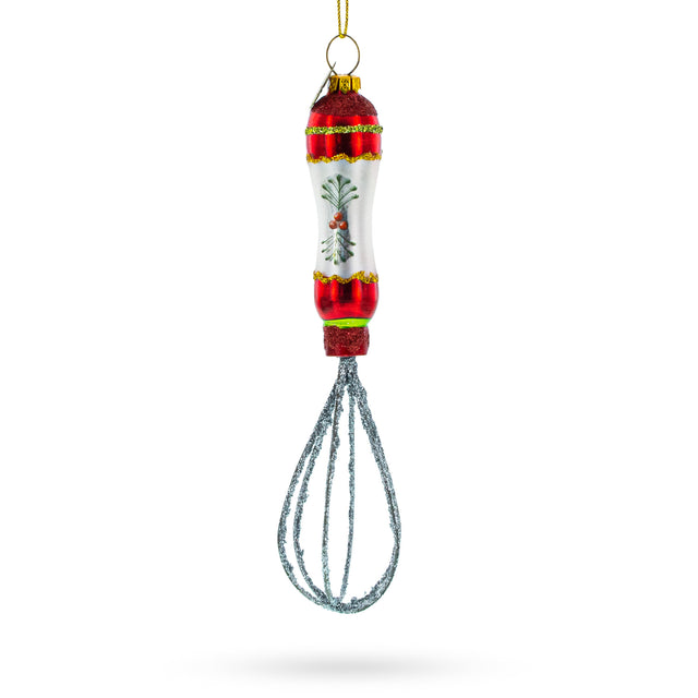 Culinary Whisk - Blown Glass Christmas Ornament in Multi color,  shape