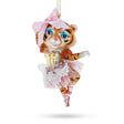 Elegant Lady Tiger in Pink Dress - Blown Glass Christmas Ornament in Multi color,  shape