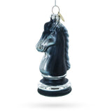 Majestic Chess Black Knight - Blown Glass Christmas Ornament in Black color,  shape