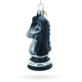 Black Knight Chess Glass Christmas Ornament in Black color Figurine