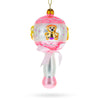 Glass Delightful Baby Pink Rattle - Blown Glass Christmas Ornament in Multi color