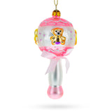 Delightful Baby Pink Rattle - Blown Glass Christmas Ornament in Multi color,  shape