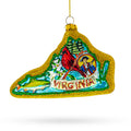 State of Virginia Symbols, USA Glass Christmas Ornament in Multi color Figurine