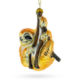 Relaxed Hanging Sloth - Blown Glass Christmas Ornament in Yellow color,  shape