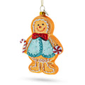 Sweet Gingerbread Man Glass Christmas Ornament in Orange color Figurine