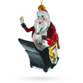Santa Piano Performance Glass Christmas Ornament in Red color Figurine
