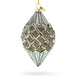 Geometric Vintage-Style Rhombus - Finial Blown Glass Christmas Ornament in Beige color, Rhombus shape