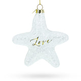Radiant White Star "Love" - Blown Glass Christmas Ornament in Clear color, Star shape