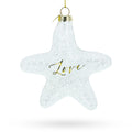 Radiant White Star "Love" Glass Christmas Ornament in Clear color Star