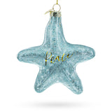 Blue Shiny Star "Piece" - Blown Glass Christmas Ornament in Blue color, Star shape
