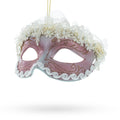 Whimsical Carnival Mask Glass Christmas Ornament in Pink color Figurine