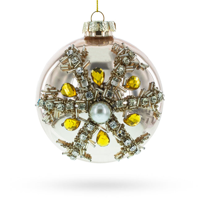 Glass Dazzling Jeweled Star Glass - Blown Ball Christmas Ornament in Multi color Round