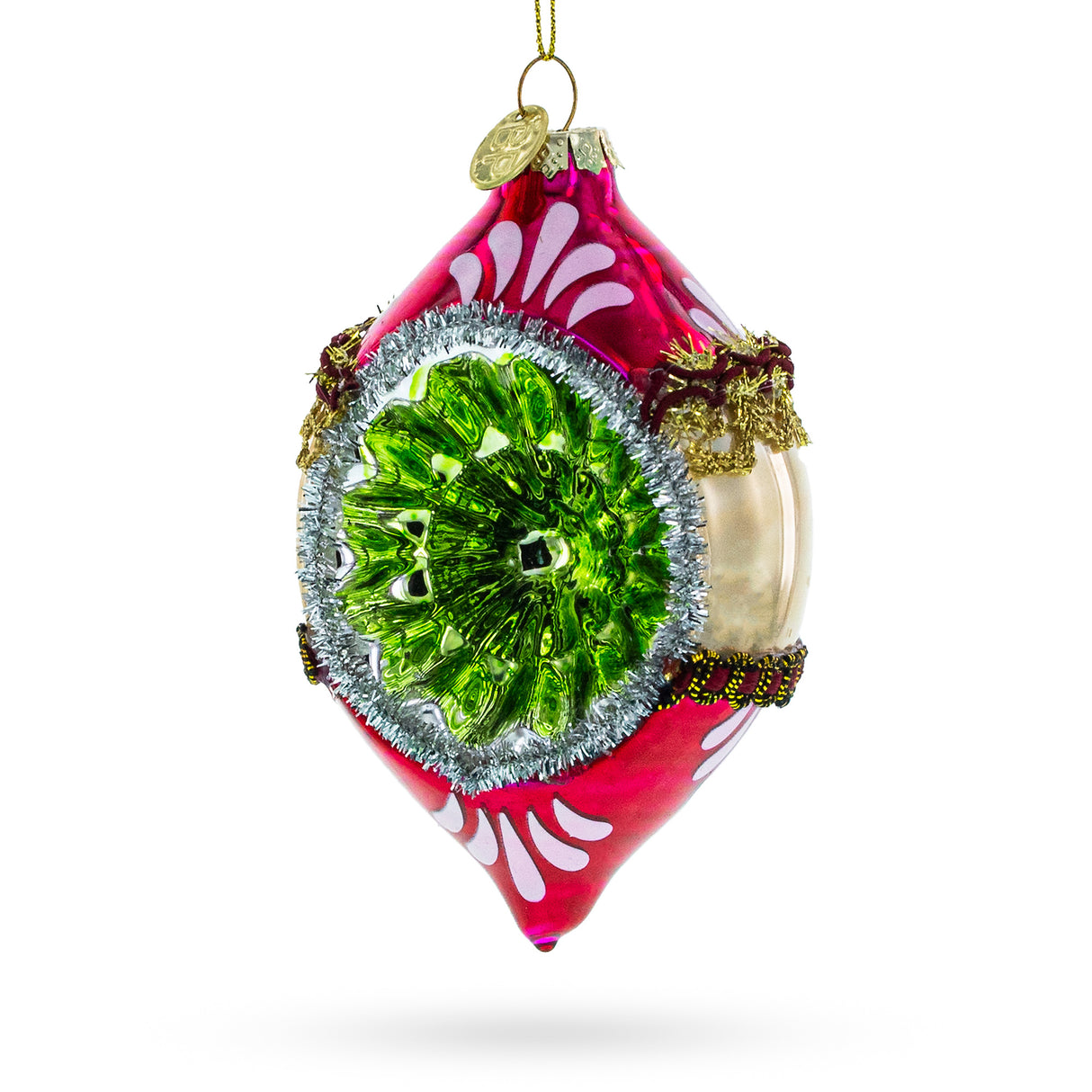 Glass Retro Reflection Pink Glass Christmas Ornament in Multi color Rhombus