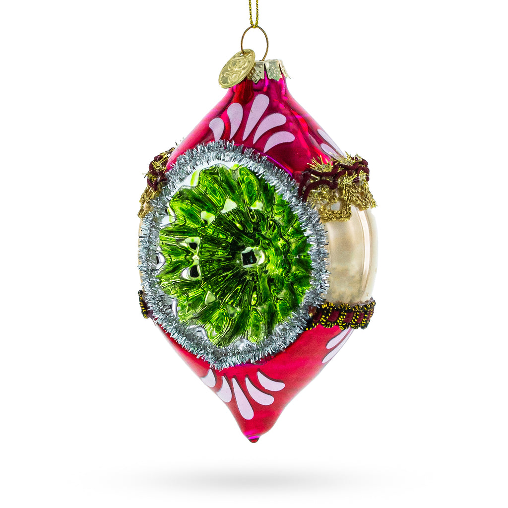 Retro Reflection Pink Glass Christmas Ornament in Multi color Finial