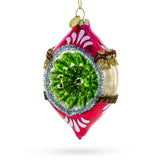 Retro Reflection Pink Glass Christmas Ornament in Multi color Rhombus