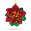 Glass Exquisite Poinsettia Flower - Blown Glass Christmas Ornament in Red color