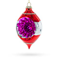 Vintage-Inspired Tinsel Glass Christmas Ornament in Red color Finial