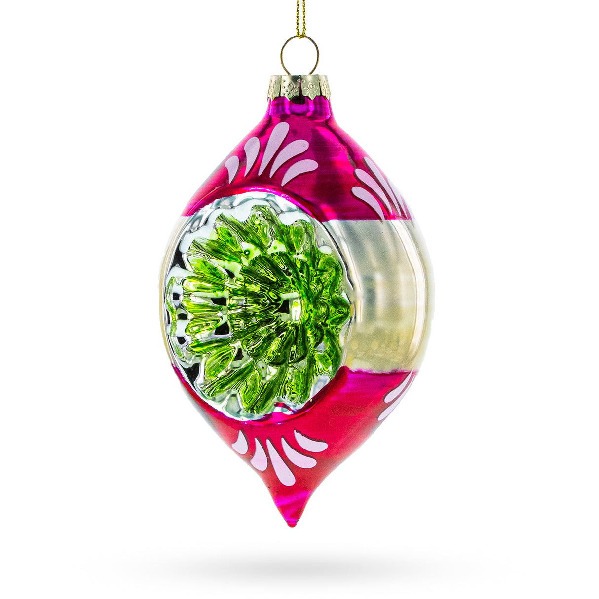 Vintage Tinsel - Retro-Inspired Blown Glass Christmas Ornament in Multi color, Rhombus shape