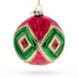 Vintage-Inspired Multicolored - Blown Glass Christmas Ornament in Red color, Round shape