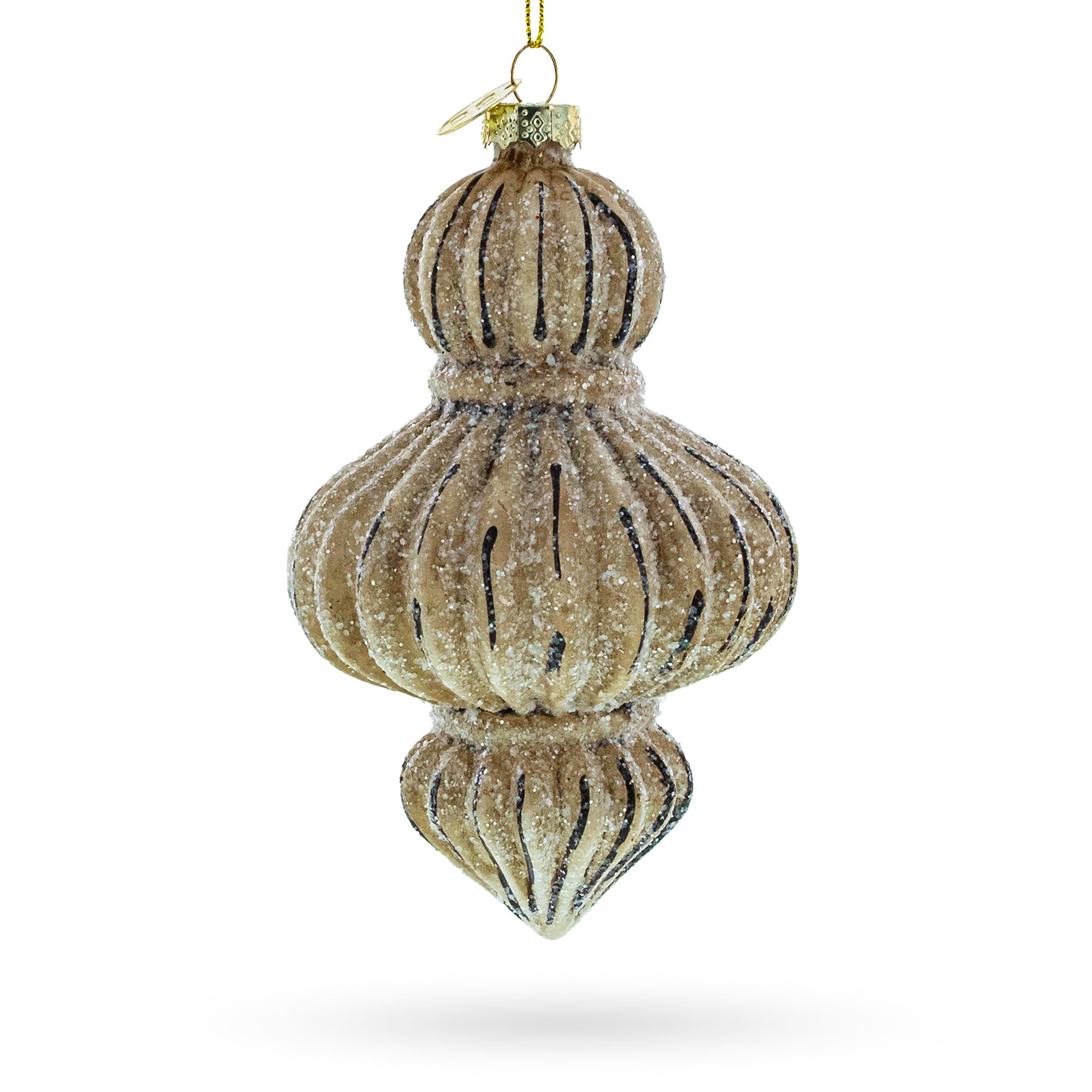 Vintage-Inspired Finial Glass Christmas Ornament in Beige color Finial