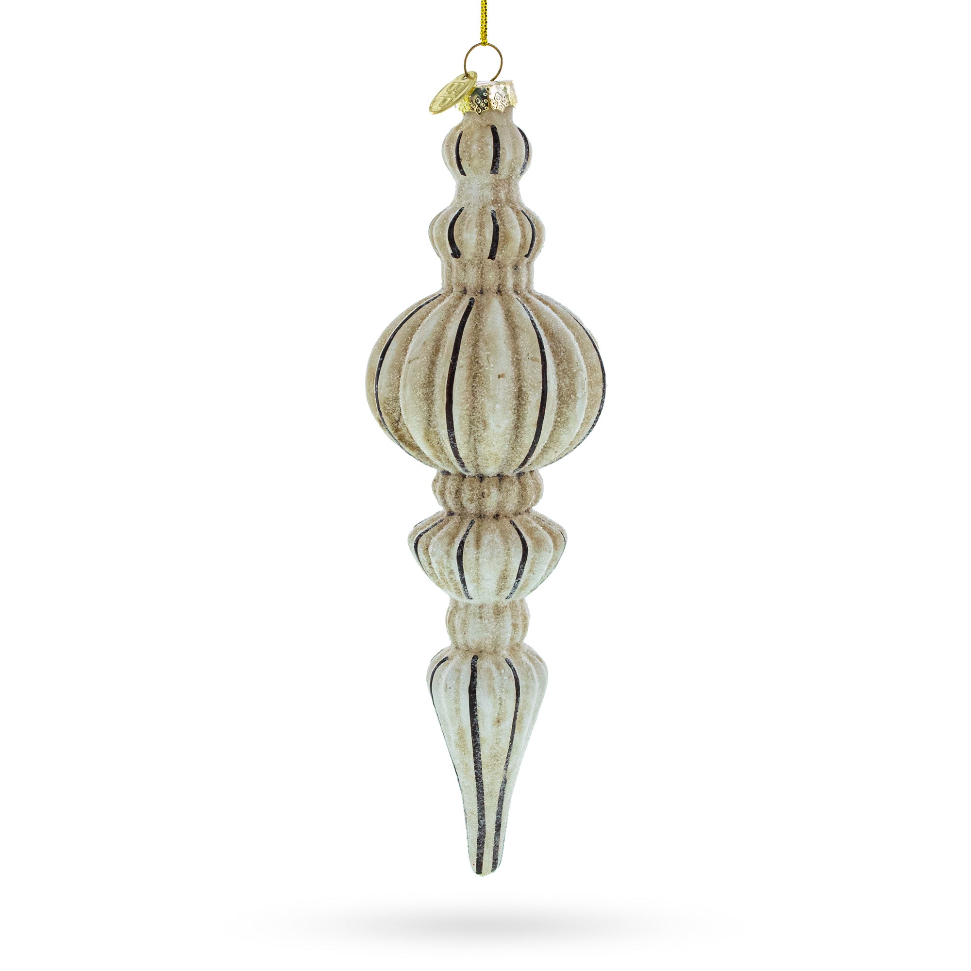 Vintage-Inspired Finial Glass Christmas Ornament in Beige color Finial