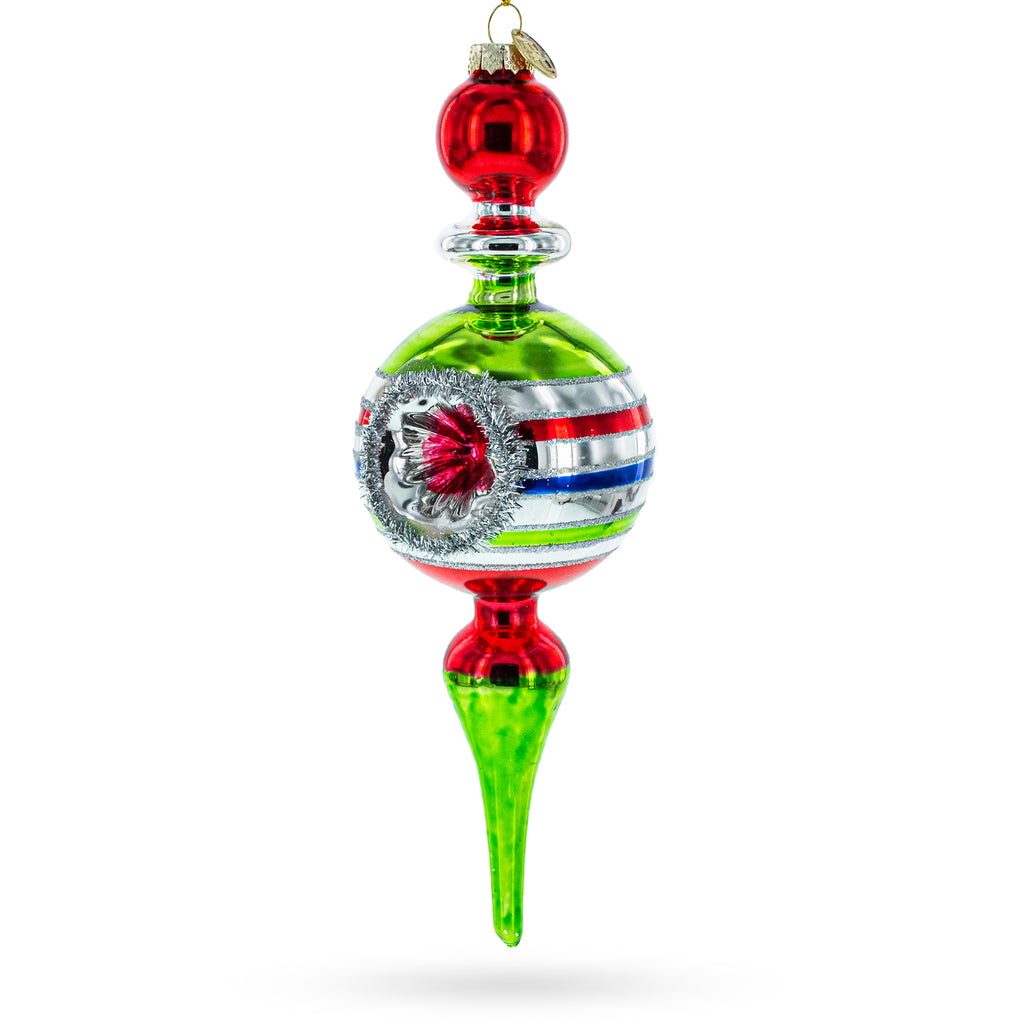 Vintage-Inspired Multicolored Finial Blown Glass Christmas Ornament in Multi color Finial