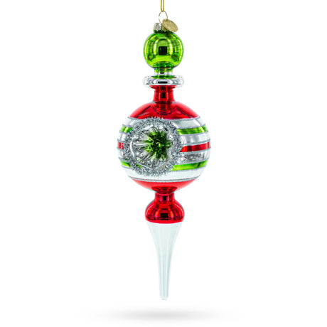 Glass Vintage Multicolored Finial - Retro-Inspired Blown Glass Christmas Ornament in Multi color