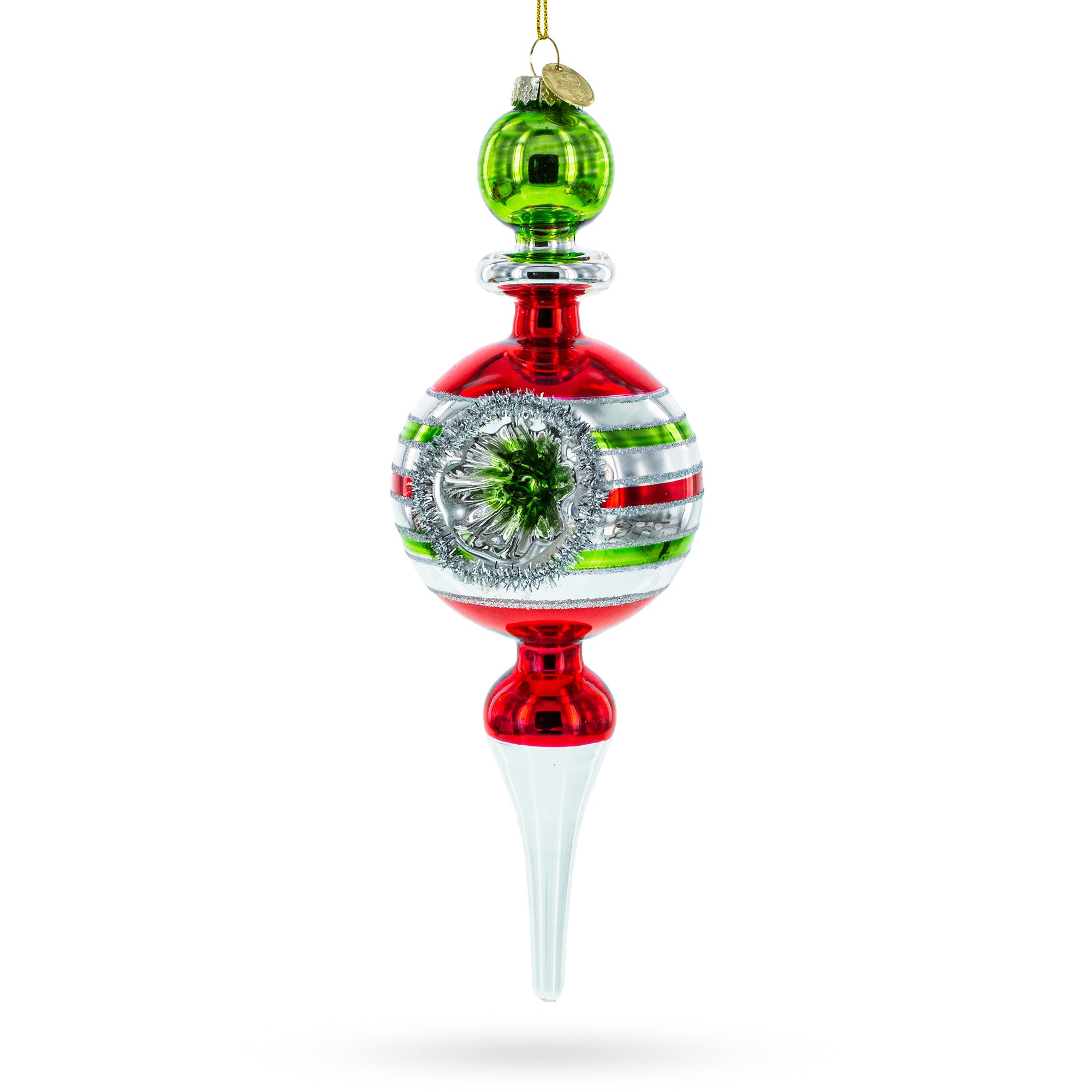 Vintage Multicolored Finial Retro-Inspired Blown Glass Christmas Ornament in Multi color Finial