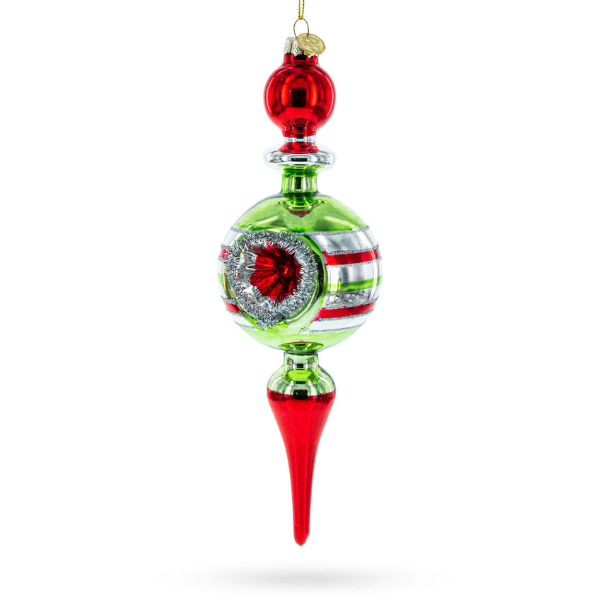 Vintage-Inspired Multicolored Finial Blown Glass Christmas Ornament in  color Finial