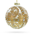 Gold Scroll with Jewel Accents Glass Ball Christmas Ornament in Gold color Round