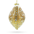 Gold Scroll with Jewel Accents - Elegant Rhombus Finial Blown Glass Christmas Ornament in Gold color, Rhombus shape