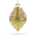 Gold Scroll with Jewel Accents Elegant Rhombus Finial Glass Christmas Ornament in Gold color Finial