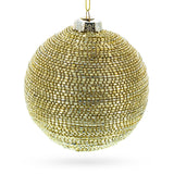 Beaded Gold Glass Ball -Blown Glass Christmas Ornament in Gold color Round