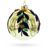Jeweled Golden Ball - Opulent Blown Glass Christmas Ornament in Gold color,  shape