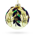 Jeweled Golden Ball Glass Christmas Ornament in Gold color Round