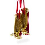 Glass Red Shoes - Festive Blown Glass Christmas Ornament in Gold color