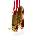 Red Shoes Blown Glass Christmas Ornament in Gold color
